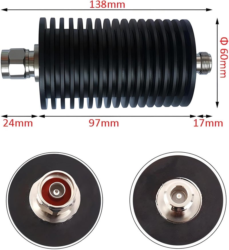 BECEN 100W 40dB Attenuator, HIgh Power 100 Watt DC to 3Ghz 50 Ohm Attenuator Coax,N Type Male to Female RF Fixed Attenuators Connector (100W N 40DB) - Image 3